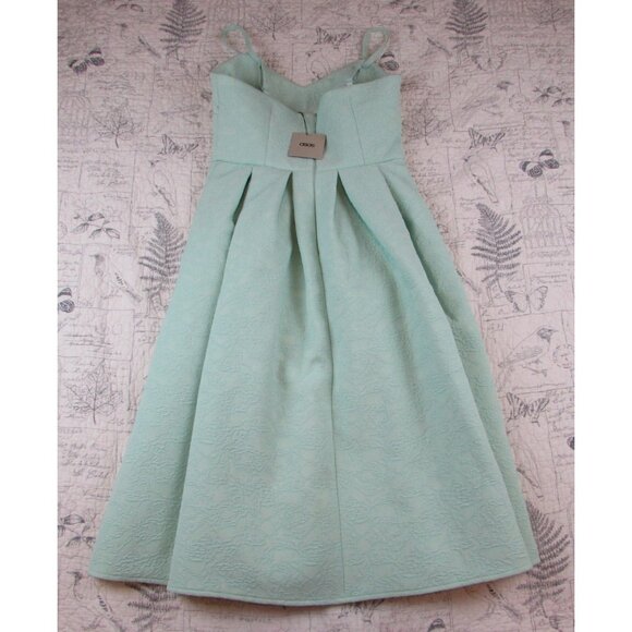 NEW NWT ASOS mint green Midi Skater Dress in Bonded Texture womens size 8 - Picture 8 of 9